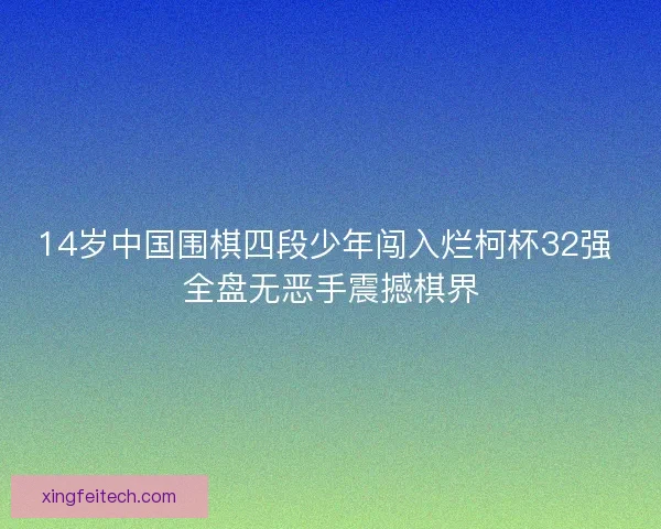 14岁中国围棋四段少年闯入烂柯杯32强 全盘无恶手震撼棋界